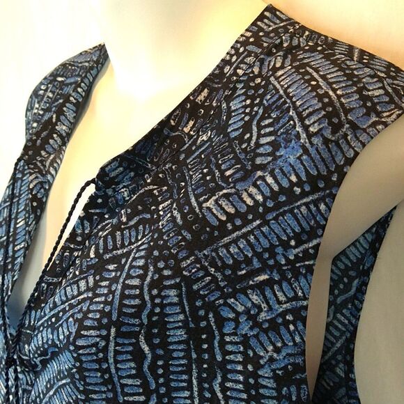ZOZO boho Blue tribal Print  Sleeveless Midi tunic dress Sz L - Picture 4 of 11